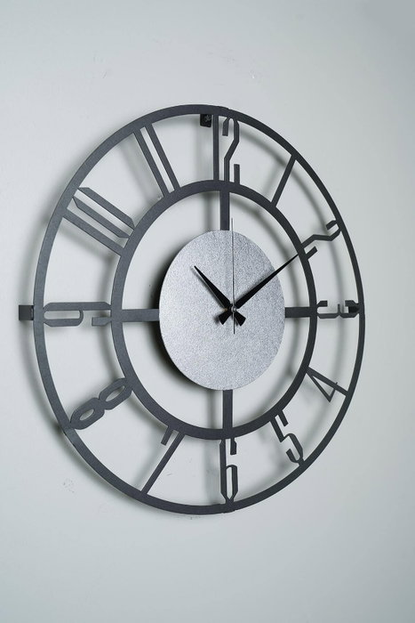 Wallity Reloj de pared decorativo en Negro y Plata